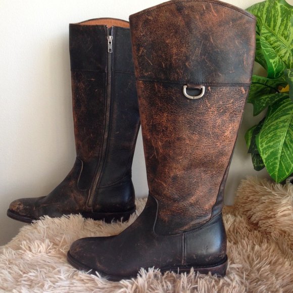Frye Jayden D Ring Smooth Vintage Leather Boots Rustic Cottagecore Equestrian - Picture 2 of 8